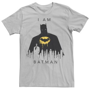 �A�j���L�����N�^�[ �����Y �g�b�v�X T�V���c Licensed Character Men's DComics I Am Batman Skyline Poster Tee Silver �V���o�[