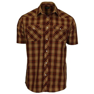 �W���x���e�B �����Y �g�b�v�X T�V���c Gioberti Men's Western Cowboy Short Sleeve Shirt with Snap Buttons Khaki Burgundy �o�[�K���f�B