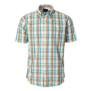 �W���x���e�B �����Y �g�b�v�X T�V���c Gioberti Men's Plaid Short Sleeve Shirt Brown Blue �u���[