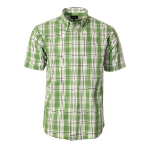 �W���x���e�B �����Y �g�b�v�X T�V���c Gioberti Men's Plaid Short Sleeve Shirt Green White �z���C�g
