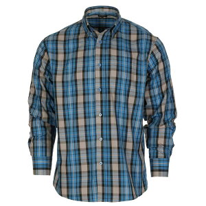 �W���x���e�B �����Y �g�b�v�X T�V���c Gioberti Men's Long Sleeve Plaid Shirt Blue Cream Black �N���[��