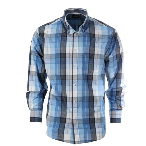 �W���x���e�B �����Y �g�b�v�X T�V���c Gioberti Men's Long Sleeve Plaid Shirt Blue Striped Band �u���[