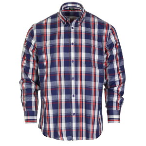 �W���x���e�B �����Y �g�b�v�X T�V���c Gioberti Men's Long Sleeve Plaid Shirt Navy Red White �z���C�g