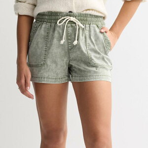 �G�X�I�[ ���f�B�[�X �{�g���X �n�[�t�p���c�E�V���[�c �V���[�g�p���c Juniors' SO Mid Rise Tencel Pull-On Shorts Olive Acid �I���[�u