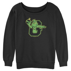 �A�j���L�����N�^�[ ���f�B�[�X �g�b�v�X T�V���c �p�C�� Licensed Character Juniors' The Grinch Varsity Vibes Long Sleeve Slouchy Terry Pullover Black �u���b�N