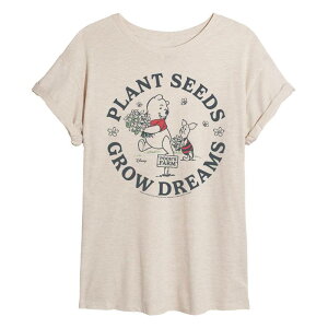 �f�B�Y�j�[ ���f�B�[�X �g�b�v�X T�V���c �O���t�B�b�N Juniors' Disney's Winnie The Pooh Plant Seeds Grow Dreams Graphic Tee Beige �x�[�W��