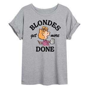 �A�j���L�����N�^�[ ���f�B�[�X �g�b�v�X T�V���c Licensed Character Juniors' Peanutsally Blondes Get More Done Oversized Tee Heather Gray �O���[