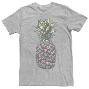 �A�j���L�����N�^�[ �����Y �g�b�v�X T�V���c �O���t�B�b�N Licensed Character Men's Pineapple Heart Fill Sketch Graphic Tee Athletic Heather �w�U�[