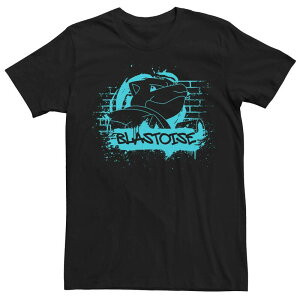�A�j���L�����N�^�[ �����Y �g�b�v�X T�V���c Licensed Character Men's Pok mon Blue Blastoise Graffiti Wall Tee Black �u���b�N