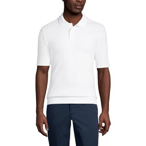 �����Y�G���h �����Y �g�b�v�X T�V���c �|���V���c Men's Lands' End Short Sleeve Banded Bottom Polo Shirt White �z���C�g
