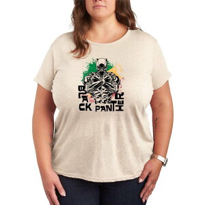 �A�j���L�����N�^�[ ���f�B�[�X �g�b�v�X T�V���c �v���X�T�C�Y �O���t�B�b�N Licensed Character Plusize Black Panther Wakanda Colors Graphic Tee Beige �x�[�W��