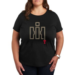 �A�j���L�����N�^�[ ���f�B�[�X �g�b�v�X T�V���c �v���X�T�C�Y ���S �O���t�B�b�N Licensed Character Plusize Case IH Logo Tractor Trackshort Sleeve Graphic Tee Black �u���b�N