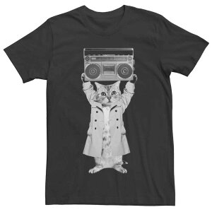 �A�j���L�����N�^�[ �����Y �g�b�v�X T�V���c �O���t�B�b�N Licensed Character Men's Cute Cat Boombox Graphic Tee Black �u���b�N