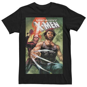 �A�j���L�����N�^�[ �����Y �g�b�v�X T�V���c Licensed Character Men's Marvel's Uncanny X-Men #12 Cyclops Wolverine Comicover Tee Black �u���b�N