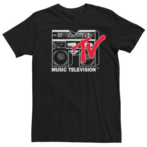 �A�j���L�����N�^�[ �����Y �g�b�v�X T�V���c ���S Licensed Character Men's MTV Boom Box Logo Tee Black �u���b�N