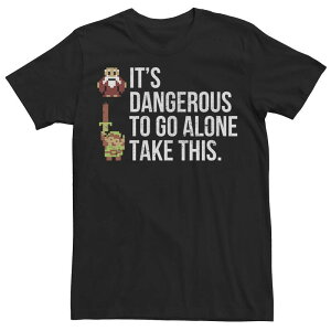 �A�j���L�����N�^�[ �����Y �g�b�v�X T�V���c Licensed Character Men's Nintendo Zelda Retro Dangerous to Go Alone Tee Black �u���b�N