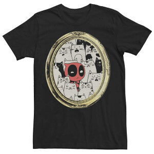 �A�j���L�����N�^�[ �����Y �g�b�v�X T�V���c Licensed Character Men's Marvel Deadpool Cats Framed Portraitee Black �u���b�N