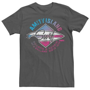 �A�j���L�����N�^�[ �����Y �g�b�v�X T�V���c Licensed Character Men's Jaws Amity Island Surf Boards And Repair Tee Charcoal �`���R�[��