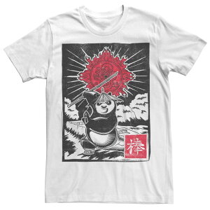 �A�j���L�����N�^�[ �����Y �g�b�v�X T�V���c Licensed Character Men's Kung Fu Panda Master Po Action Pose Woodcut Poster Tee White �z���C�g