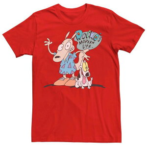 �A�j���L�����N�^�[ �����Y �g�b�v�X T�V���c Licensed Character Men's Nickelodeon Rocko's Modern Life Show Intro Tee Red ���b�h