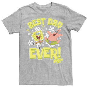 �A�j���L�����N�^�[ �����Y �g�b�v�X T�V���c Licensed Character Men'spongeBob Sponge On The Run Best Day Ever Tee Athletic Heather �w�U�[