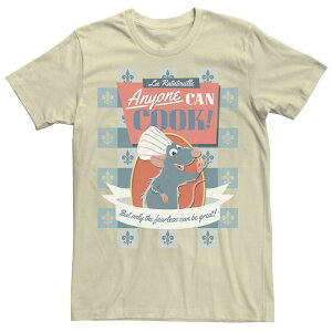 �f�B�Y�j�[ �����Y �g�b�v�X T�V���c Men's Disney Pixaratatouille Remy Anyone Can Cook Poster Tee Natural