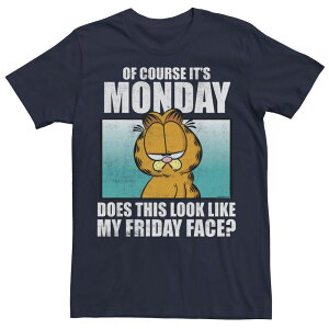 �A�j���L�����N�^�[ �����Y �g�b�v�X T�V���c Licensed Character Men's Garfield Monday Meme Textee Navy �l�C�r�[