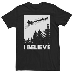 �A�j���L�����N�^�[ �����Y �g�b�v�X T�V���c �g�[�� Licensed Character Big & Tall Santa Claus I Believe Reindeer Christmas Tee Black �u���b�N