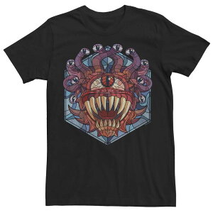 �A�j���L�����N�^�[ �����Y �g�b�v�X T�V���c Licensed Character Men's Dungeons Andragons Beholder Stained Glass Tee Black �u���b�N