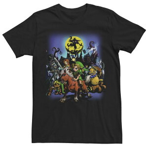 �A�j���L�����N�^�[ �����Y �g�b�v�X T�V���c Licensed Character Men's Nintendo Zelda Moon Dance Group Shotee Black �u���b�N
