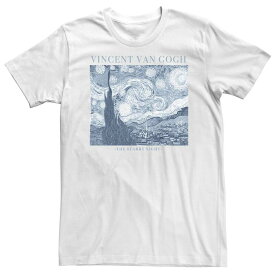 アニメキャラクター メンズ トップス Tシャツ トール Licensed Character Big & Tall Trendy Vincent van Gogh "The Starry Night" Tee White ホワイト