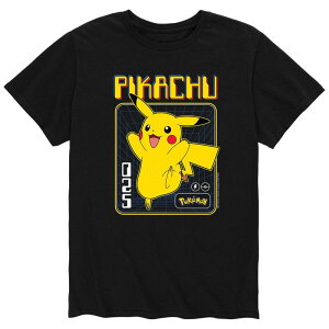 �A�j���L�����N�^�[ �����Y �g�b�v�X T�V���c Licensed Character Men's Pok mon Retro Pikachu Tee Black �u���b�N