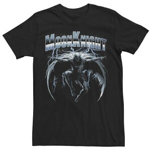 �A�j���L�����N�^�[ �����Y �g�b�v�X T�V���c Licensed Character Men's Marvel Moon Knight Leaping Knight Dark Rain Tee Black �u���b�N