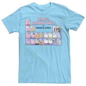 �A�j���L�����N�^�[ �����Y �g�b�v�X T�V���c Licensed Character Men's Peppa Pig TV Periodic Table Friend And Family Tee Light Blue �u���[