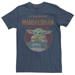 �A�j���L�����N�^�[ �����Y �g�b�v�X T�V���c �O���t�B�b�N Licensed Character Men'star Wars The Mandalorian Grogu Tangerine Graphic Tee Navy Heather �w�U�[