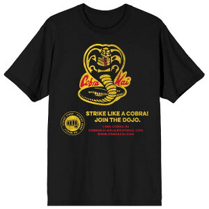 �A�j���L�����N�^�[ �����Y �g�b�v�X T�V���c �O���t�B�b�N Licensed Character Men's Cobra Kai Motto and Sign-Up Graphic Tee Black �u���b�N