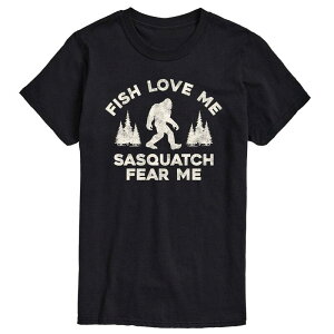 �A�j���L�����N�^�[ �����Y �g�b�v�X T�V���c �g�[�� �O���t�B�b�N Licensed Character Big & Tall Sasquatch Fear Me Fish Love Me Graphic Tee Black �u���b�N