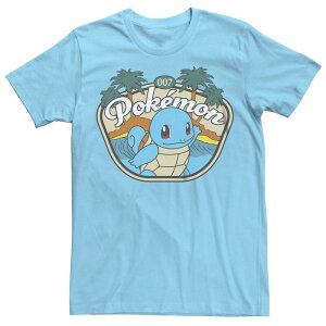 �A�j���L�����N�^�[ �����Y �g�b�v�X T�V���c �O���t�B�b�N Licensed Character Men's Pokemon Beach Mode Squirtle Graphic Tee Light Blue �u���[
