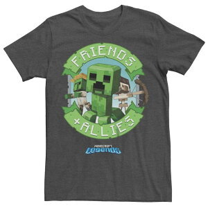 �A�j���L�����N�^�[ �����Y �g�b�v�X T�V���c �O���t�B�b�N Licensed Character Men's Minecraft Creeper Friends And Allies Graphic Tee Charcoal Heather �`���R�[��