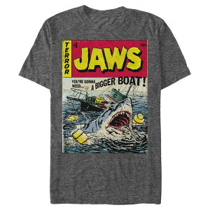 �A�j���L�����N�^�[ �����Y �g�b�v�X T�V���c �O���t�B�b�N Licensed Character Men's Jaws Comic Book Cover Graphic Tee Charcoal Heather �`���R�[��
