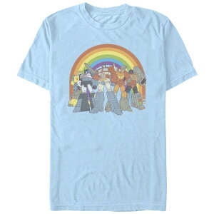 �A�j���L�����N�^�[ �����Y �g�b�v�X T�V���c �O���t�B�b�N Licensed Character Men's Transformers Rainbow Machines Graphic Tee Light Blue �u���[