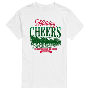 �A�j���L�����N�^�[ �����Y �g�b�v�X T�V���c �O���t�B�b�N Licensed Character Men's Budweiser Clydesdales Holiday Cheers Graphic Tee White �z���C�g