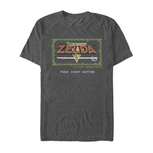 �A�j���L�����N�^�[ �����Y �g�b�v�X T�V���c Licensed Character Men's Legend of Zelda Original Title Screen Retro Tee Charcoal Heather �`���R�[��