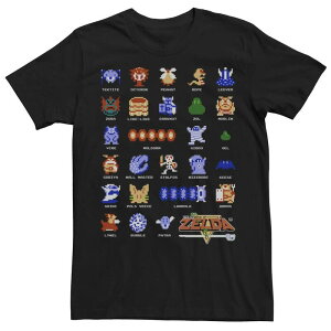 �A�j���L�����N�^�[ �����Y �g�b�v�X T�V���c Licensed Character Men's Nintendo Legend Of Zelda Retro Pixel Bestiary Short Sleeve Tee Black �u���b�N