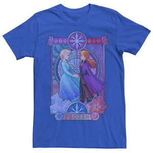 �A�j���L�����N�^�[ �����Y �g�b�v�X T�V���c Licensed Character Men's Frozen 2 Elsa & Anna Split Poster Tee Royal