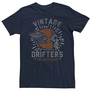 �A�j���L�����N�^�[ �����Y �g�b�v�X T�V���c ���B���e�[�W Licensed Character Men's Vintage Drifters Dirtrack Racing Helmetee Navy �l�C�r�[