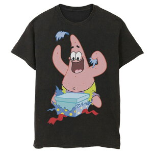 �j�R���f�I�� �����Y �g�b�v�X T�V���c �p���c �O���t�B�b�N Men's Nickelodeon SpongeBob SquarePants Patrick Star Holiday Graphic Tee Black �u���b�N