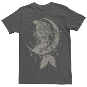 �f�B�Y�j�[ �����Y �g�b�v�X T�V���c �O���t�B�b�N Disney's The Little Mermaid Men's Ariel Tattoo Style Portrait Graphic Tee Charcoal �`���R�[��