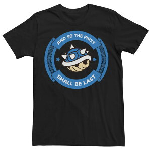 �A�j���L�����N�^�[ �����Y �g�b�v�X T�V���c �O���t�B�b�N Licensed Character Men's Nintendo Mario Kart Blue Shell Circle Text Graphic Tee Black �u���b�N