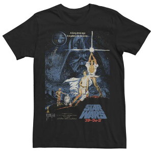 �X�^�[ �E�H�[�Y �����Y �g�b�v�X T�V���c ���B���e�[�W Men'star Wars Vintage Kanji Movie Poster Tee Black �u���b�N